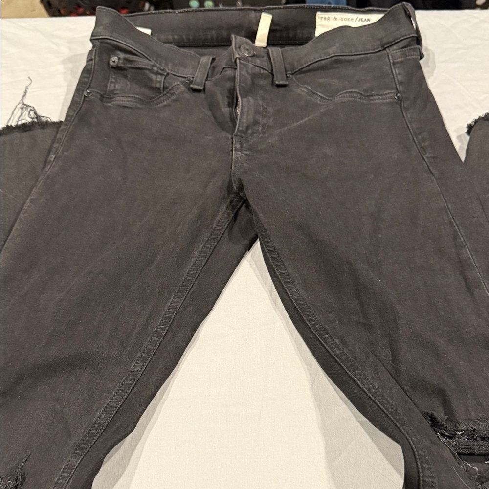 Rag & Bone Classic Destressed Black Jeans